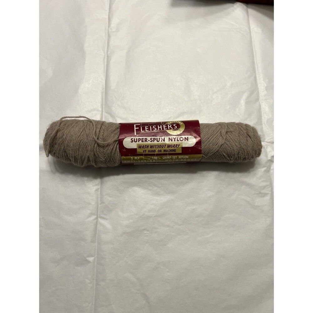 One (1) Skein Vintage Fleisher’s Super-Spun Gray Yarn
